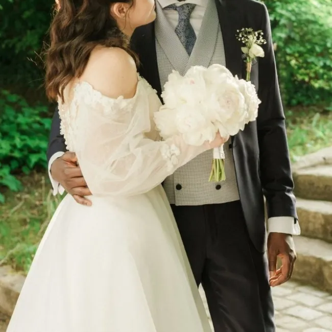 Boutonnière et bouquet pour mariés
