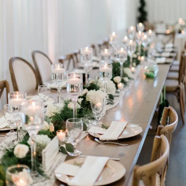 Trio de bougeoirs à poser sur table pour mariage chic