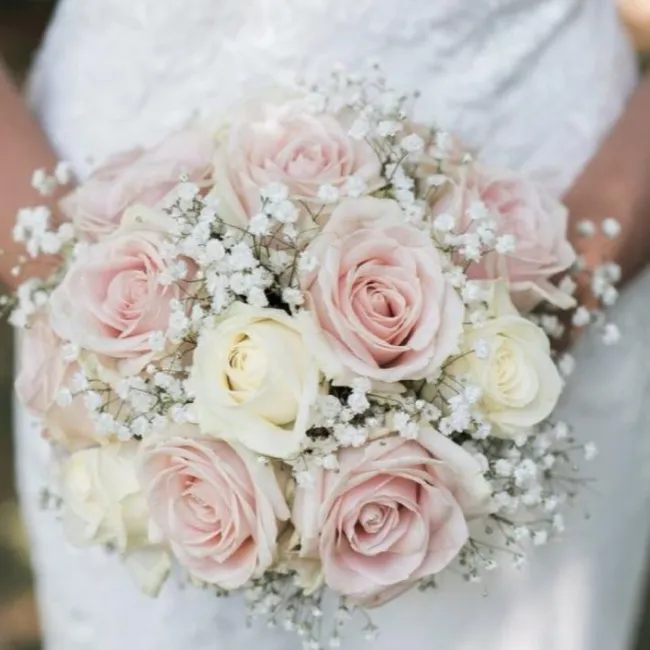 Bouquet rond rose et blanc