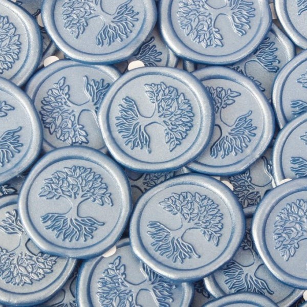 Cachet de cire bleu mariage plan de table